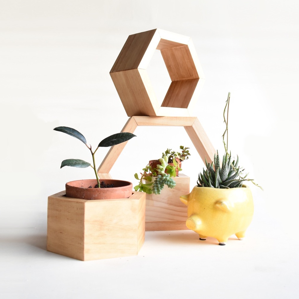 3 LEFT!! boho honeycomb wooden hexagons! LARGE